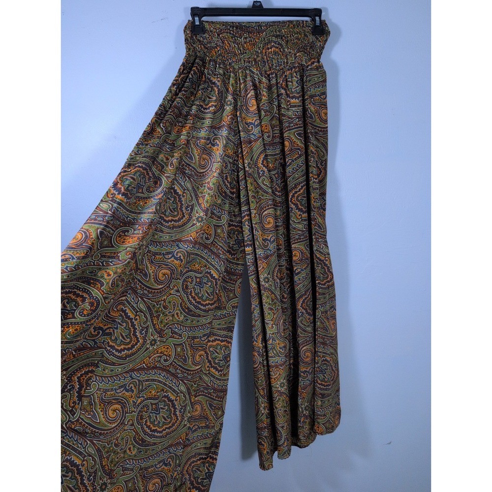 Earthbound Stretch Pull On Small Wide Leg Multicolor Paisley Pants